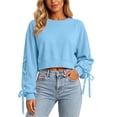 thumbnail image 5 of HAiming Cropped Sweatshirts for Women Long Sleeve Bow Scoop Neck Trendy Shirts Fall Winter Casual Going out Tops, 5 of 9