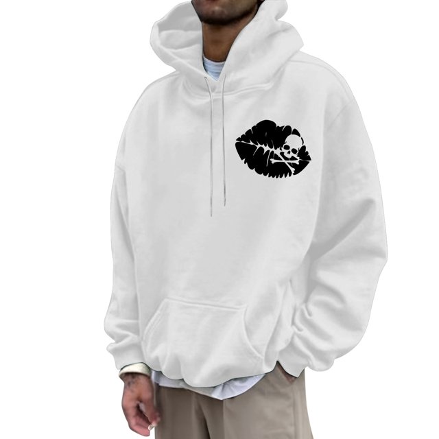 NLLSHGJ Chandails à Capuchon pour Hommes Ensemble Chandail à Capuchon Imprimé pour Hommes Imprimé Os et Lèvres Chandail à Capuchon Athlétique Décontracté Hauts Chandails Ras du Cou pour Hommes Chandail à Capuchon pour Hommes Design