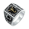 thumbnail image 2 of Bling Jewelry Mens Large Zodiac Scorpion Signet Statement Ring Two Tone Brass Patina Silver, 2 of 6