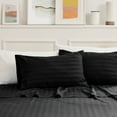 thumbnail image 6 of Sleep Zone Striped Cooling Sheets Set Full Size - Fitted Flat Sheet & Pillowcase Sets 4 Piece - Super Soft Stripe Bed Sheet, Easy Care, Deep Pocket (Black, Full), 6 of 7