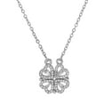 thumbnail image 2 of Soumake Clavicle Chain Electroplating Rhinestone Two Ways Wearing Heart-shaped High Gloss Decorate Neck Ornament Transform Luxury Four Leaf Clover Pendant Necklace for Dating, 2 of 8