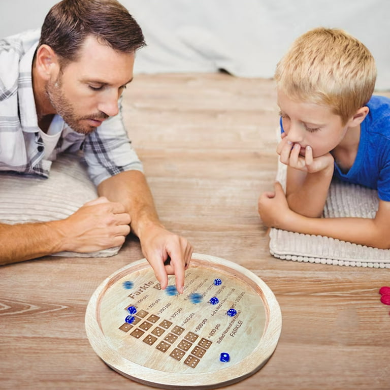 Wooden Farkle Dice Tray With Scoring - 7x7 Inch Game Tray For Family Game Nights