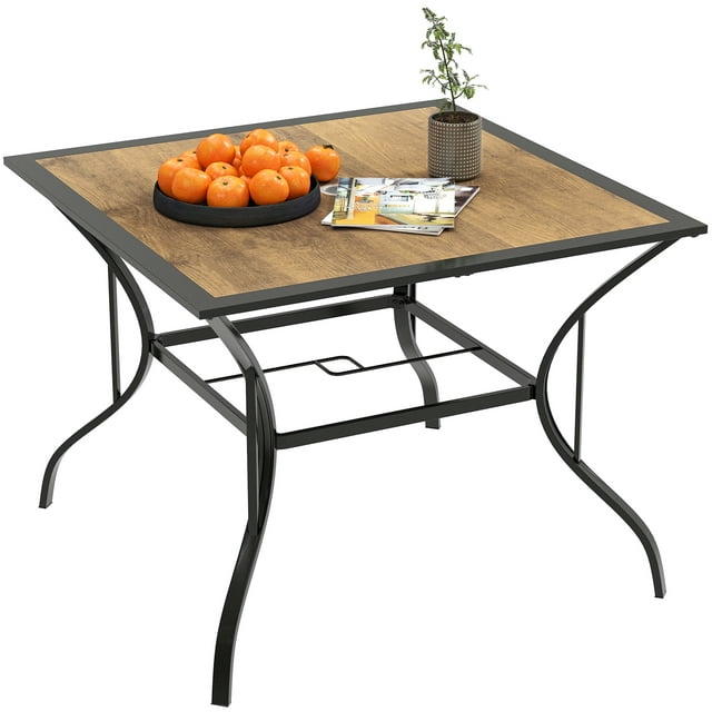 Outsunny Table à Manger d'Extérieur avec Dessus en Panneau PC, Table de Patio Carrée pour 4