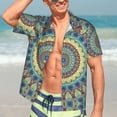 thumbnail image 5 of Picia Round Mandala1 Gentle Cotton Regular Fit Short Sleeve Casual Hawaiian Shirt for Men-Small, 5 of 9