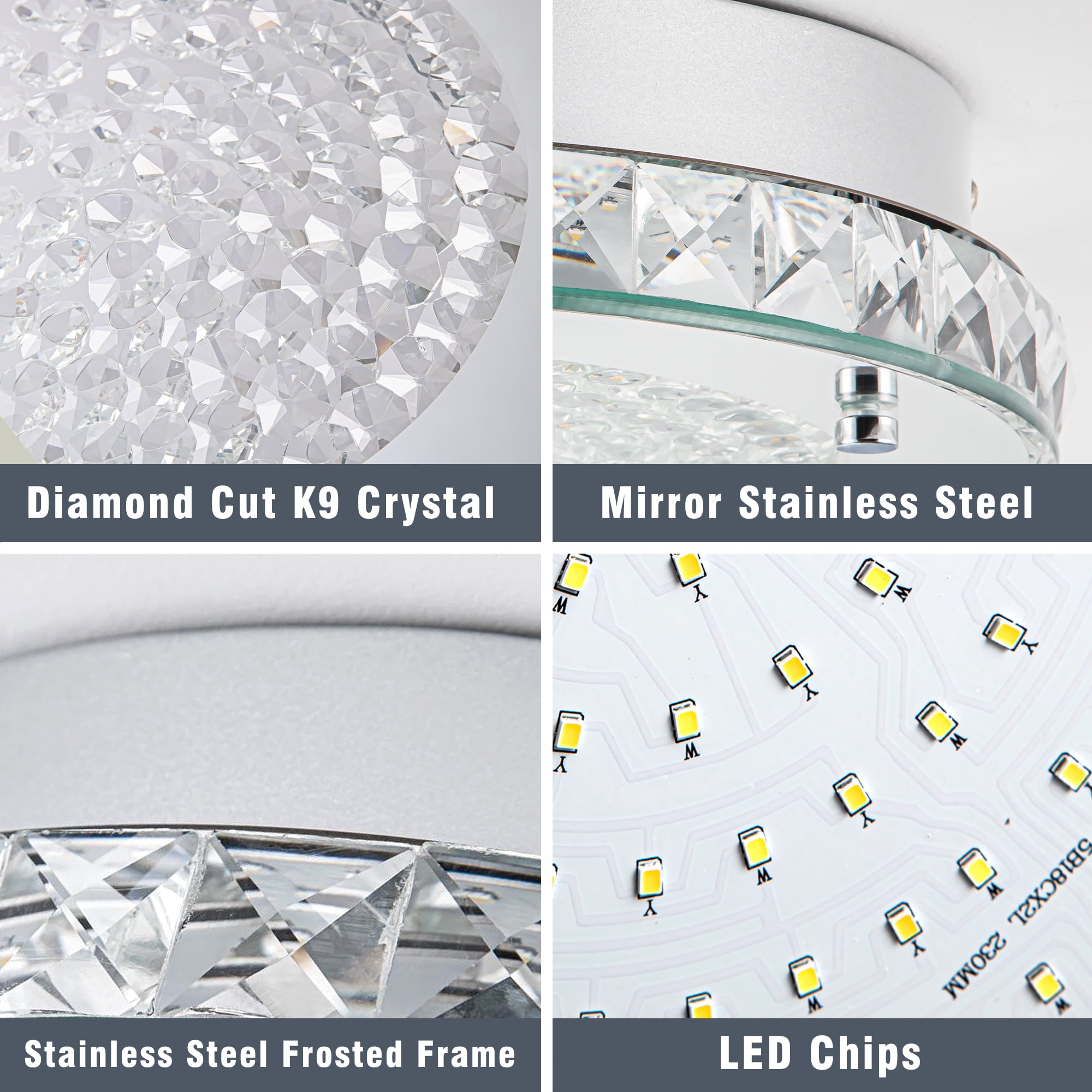 Lzawvm Crystal Ceiling Light Fixture Flush Mount Ceiling Light Dimmable LED Bright 4000K for Bathroom Living Room Kitchen 11Inch 18W
