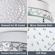 Lzawvm Crystal Ceiling Light Fixture Flush Mount Ceiling Light Dimmable LED Bright 4000K for Bathroom Living Room Kitchen 11Inch 18W