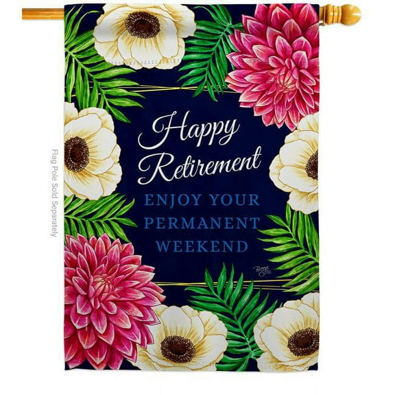 Breeze Decor H108634-BO Enjoy Retirement Celebration Double-Sided Garden Decorative House Flag, Multi Color