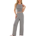 thumbnail image 1 of Conjunto de lounge para mujeres INSPIRE CHIC, top sin mangas y pantalones, pijama sólido, talla XL, gris, 1 of 6