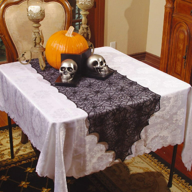 Pompotops 2023 New Halloween Supplies, Lace Table Flag Tablecloth