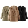 thumbnail image 4 of Abrigo de mujer negro beige caqui azul verde gris abrigo de mujer moda ropa de oficina chaquetas de mujer prendas de abrigo 2024, 4 of 5