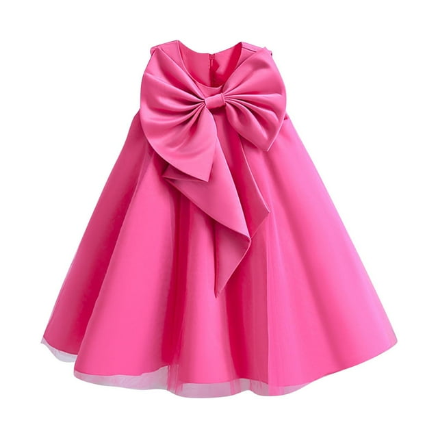 Robes de Fête d'Anniversaire Sans Manches avec Nœud pour Filles, Robe de Princesse pour Enfants, Robe de Communion, Robe de Demoiselle d'Honneur, Robe de Bal de Mariage 4-5 Ans