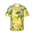 thumbnail image 2 of Xecao Lemon print Hawaiian shirt - a stylish short-sleeve button-down for men, perfect for casual beach and tropical outings., 2 of 9