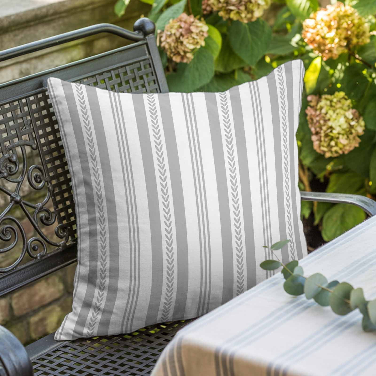 Throw Pillow Covers, Grey Line Striped 24x24 Pillow Covers for Couch/Sofa/Bed, Farmhouse Modern Geometric Stripes Decorative Square Linen Cushion Pillowcase for Home Decor