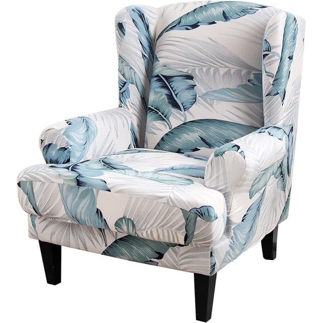 Wing Back Chair Covers with Arms Piece Slipcovers for Armchair Washable Stretch Print Pattern Wingback Chair Cover Furniture Protector Geometry