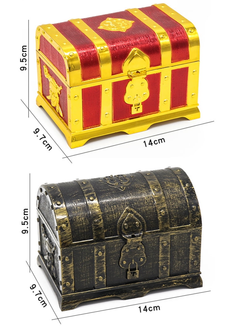  Plastic Transparent Antique Pirate Treasure Box with Lock and  Key, Treasure Toy Box Prizes for Kids, Pirate Party Decor : Home & Kitchen
