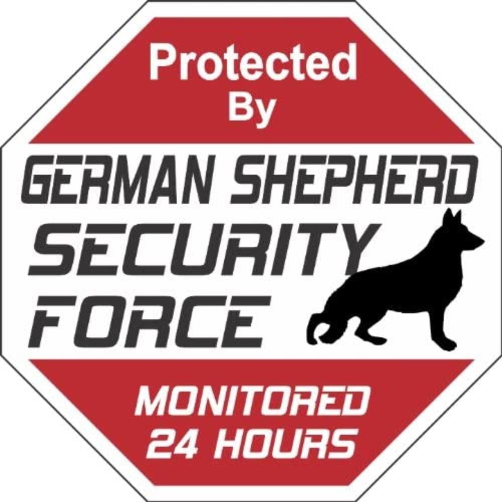Protected by German Shepherd Dog Dog Crossing Funny Novelty Aluminum Metal Sign 12x12 inch 