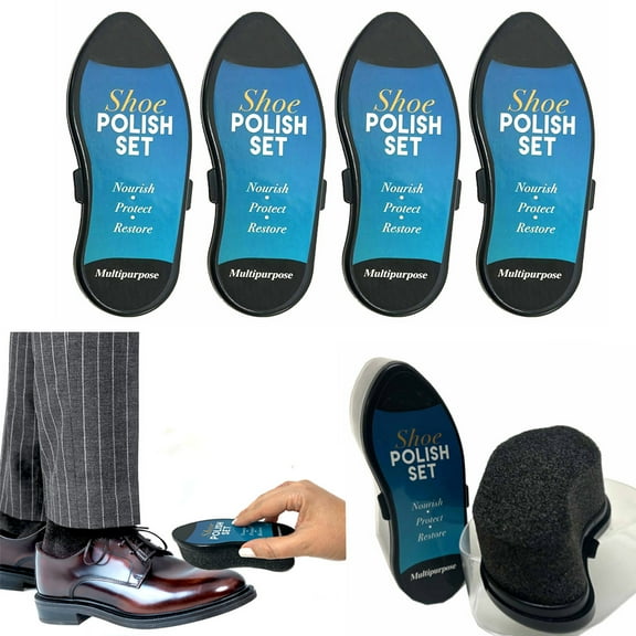 4 PC Shoe Polish Shine Sponge Cleaning Protector Leather Care Boots All Colors !