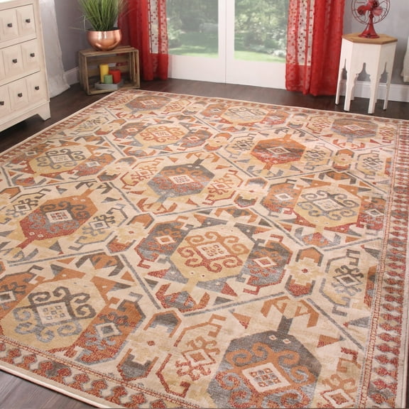 BNM Bohemian Geometric Indoor Area Rug, 8' x 10', Rust