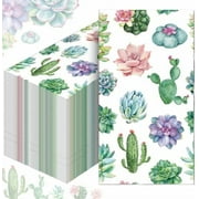 200 Pcs Succulents Cactus Guest Napkins Disposable Hand Towel Guest Paper Towels Summer Cactus Succulent Party Decorations Paper Hand Towels for Bathroom Birthday Baby Shower Dinner Napkin