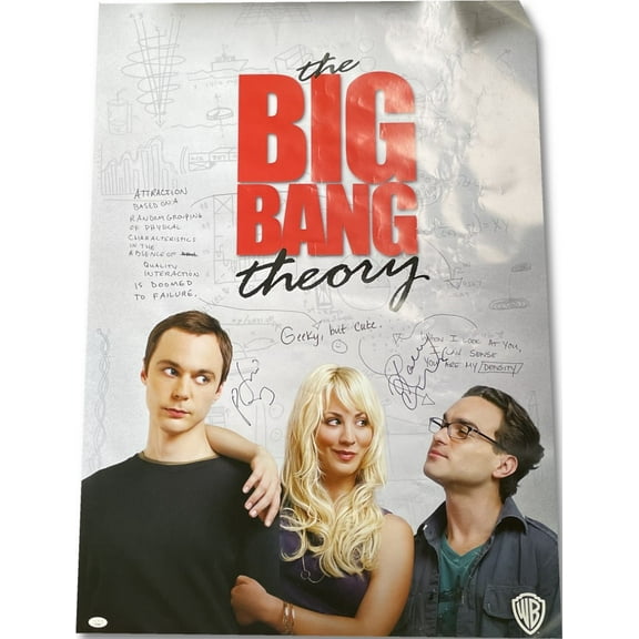 Jim Parsons, Kaley Cuoco Signed 27x39 WB Poster The Big Bang Theory JSA DAMAGED