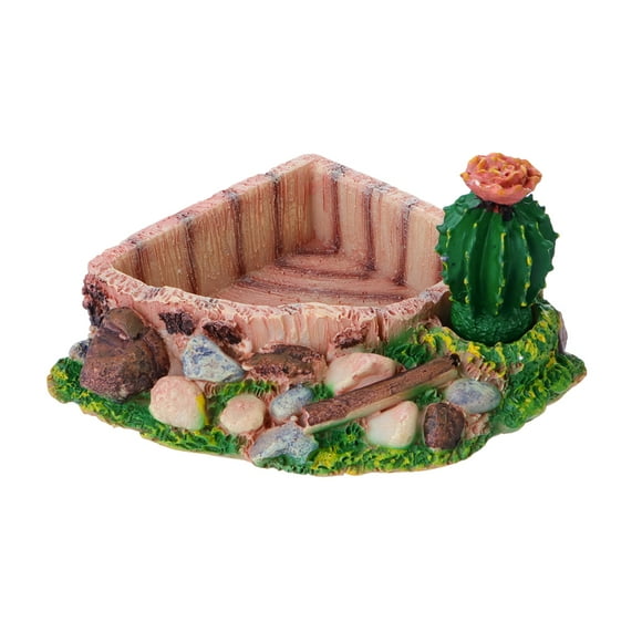 icolorfuled 1Pcs Cactus Design Pet Food Bowl Reptile Drinking Dish Crawler Food Dish Pet Supplies for Reptile Tortoise Water Turtle Lizard Snake