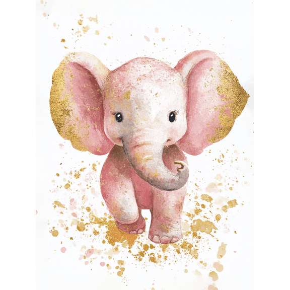 Pink Elephant Watercolor Wall Art/Canvas Print， Perfect for Nursery Decor， Bedroom Decor， Living Room Decor， Girl's Room Decor， and Office Decor.