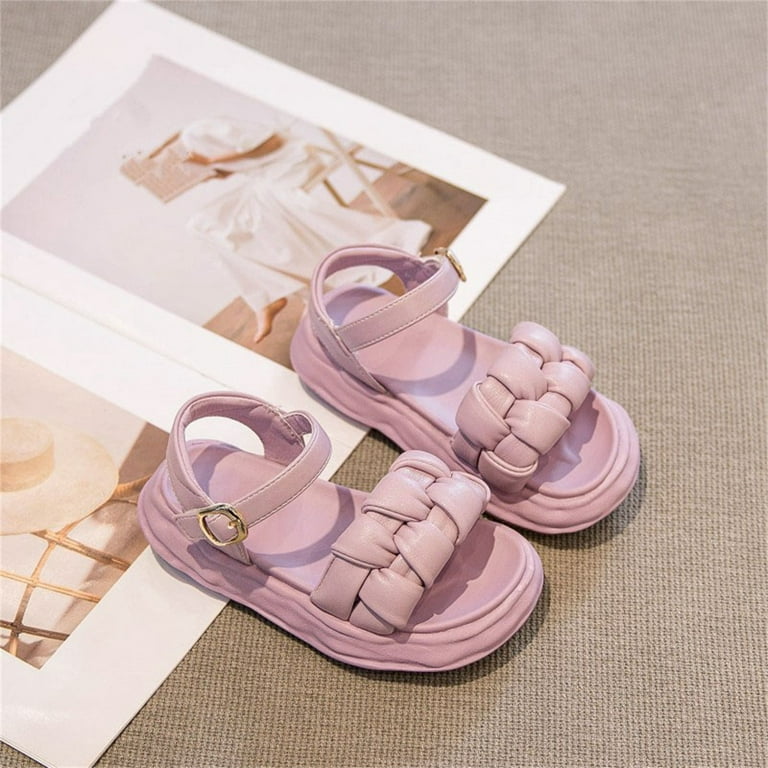 Cathalem Fashion Sandals for Little Girls Girls Low Heels Dress Sandals  Girl Wedding Party Shoes for Toddler Little Big Kid(Purple,29) 