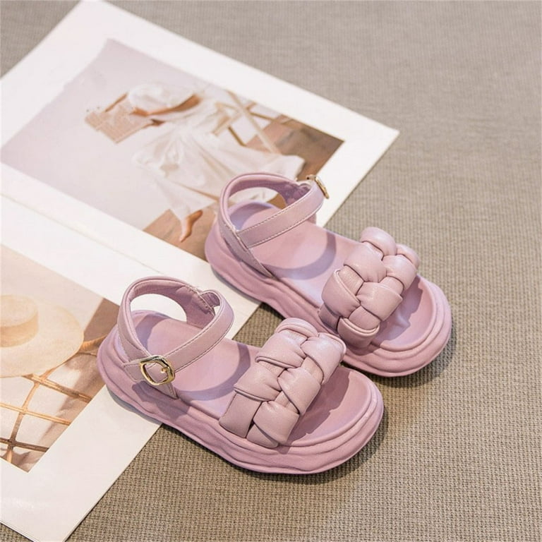 Ykohkofe Toddler Girls Jelly Sandals Summer Outdoor Closed Toe Soft Rubber Sole Beach Water Shoes Dress Princess Flat Simple Girls Flip Flops Size 3