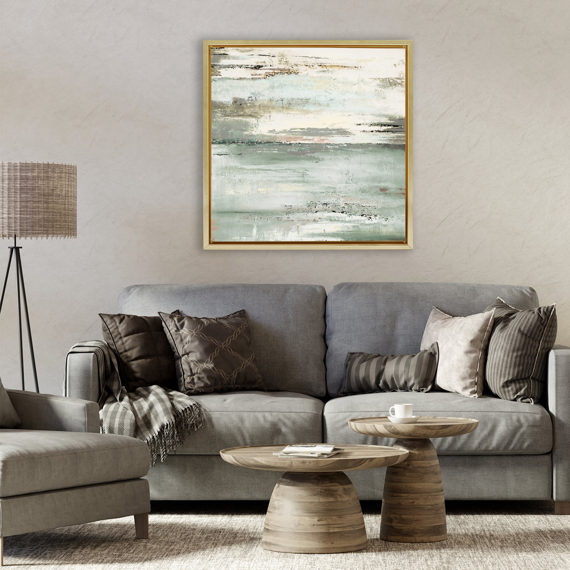 Stupell Industries The Seafoam Ones Abstract Gold Framed Floater Canvas Wall Art, design by Patricia Pinto