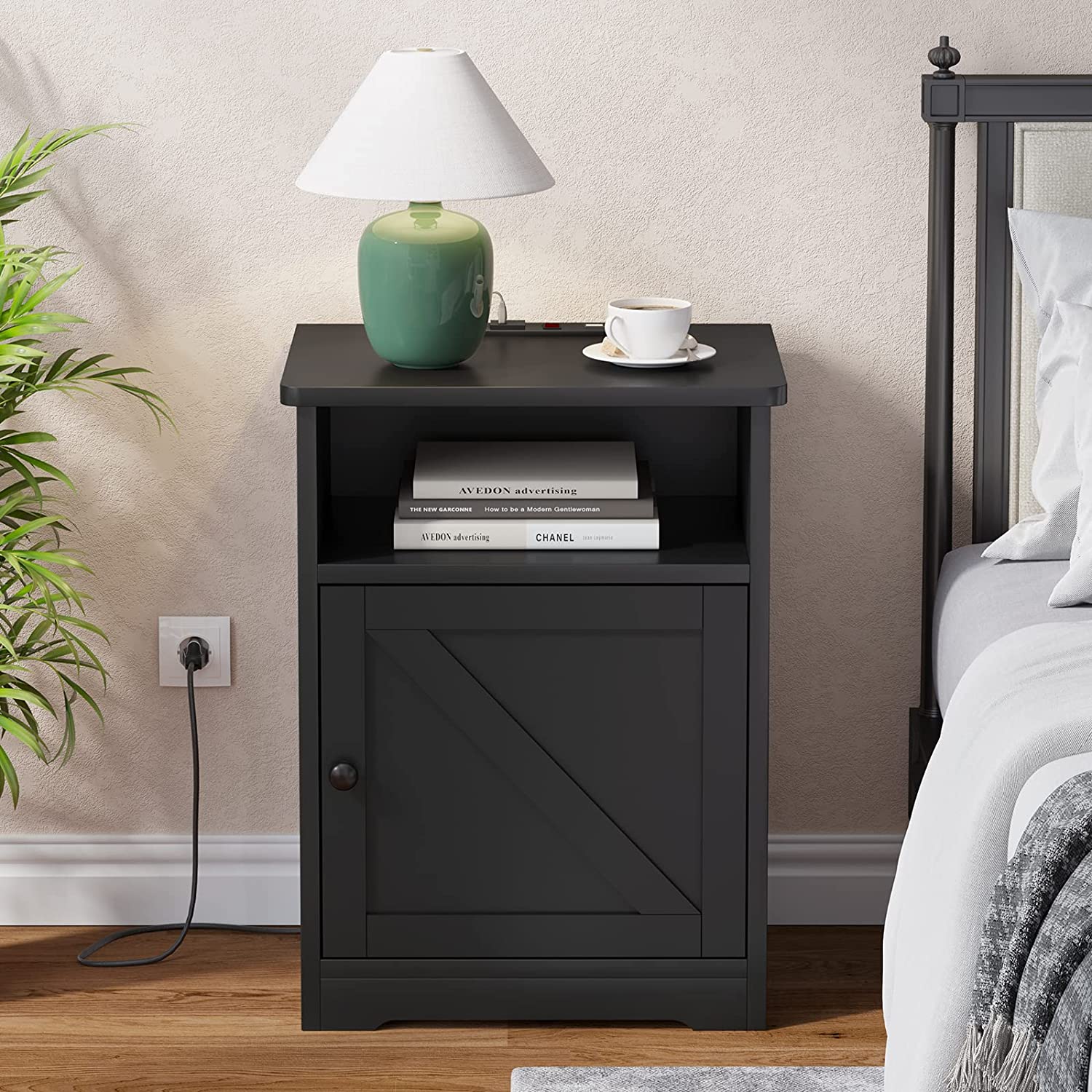 New Nightstand Set of 2 with Charging Station,Night Stands for Bedroom