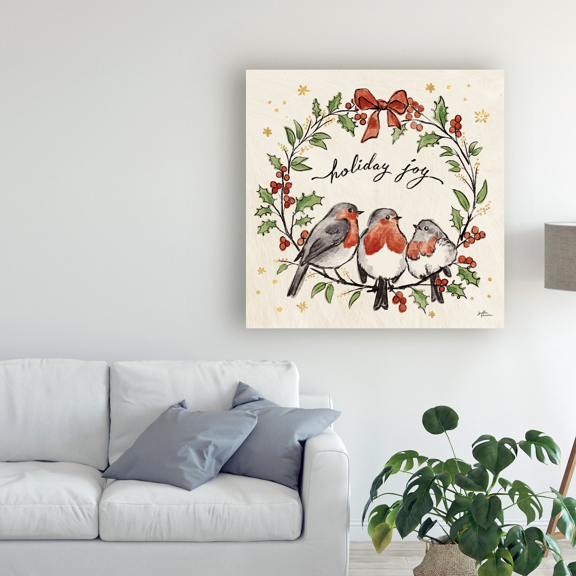 Trademark Fine Art 'Christmas Lovebirds IV' Canvas Art by Janelle Penner