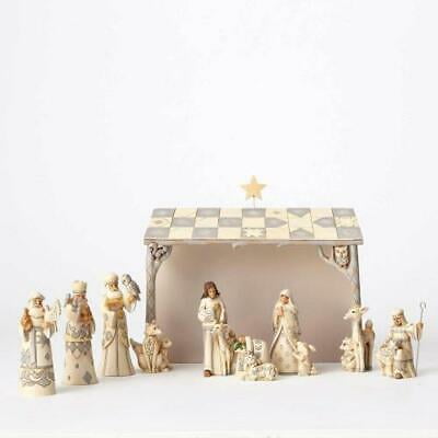 Jim Shore Mini Nativity Set Jim Shore Heartwood Creek We Adore Him - White Woodland 8 Piece Nativity Set ()