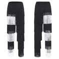 thumbnail image 4 of iiniim iiniim Women Latin Dance Pants Tassels Fringe Ballroom Tango Salsa Elastic Waist Practice Performance Trousers Black&White M, 4 of 7