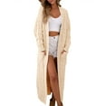thumbnail image 4 of Womens Open Front Long Cardigan Oversized Long Sleeve Loose Cable Knit Chunky Fall Sweater Coat with Pockets, 4 of 6