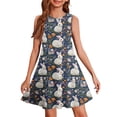 thumbnail image 2 of YOUYEDIAN Easter Girls Sleeveless Dress Casual Cute Elegant Bunny Print Crew Neck A-Line Dresses Summer Flowy Sundresses (Navy, 4-5 Years), 2 of 6