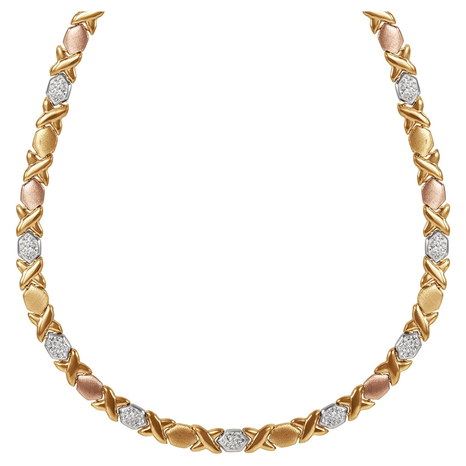 Brilliance Fine Women's Jewelry Hugs and Kisses Gold over Sterling Silver Necklace, 17.5
