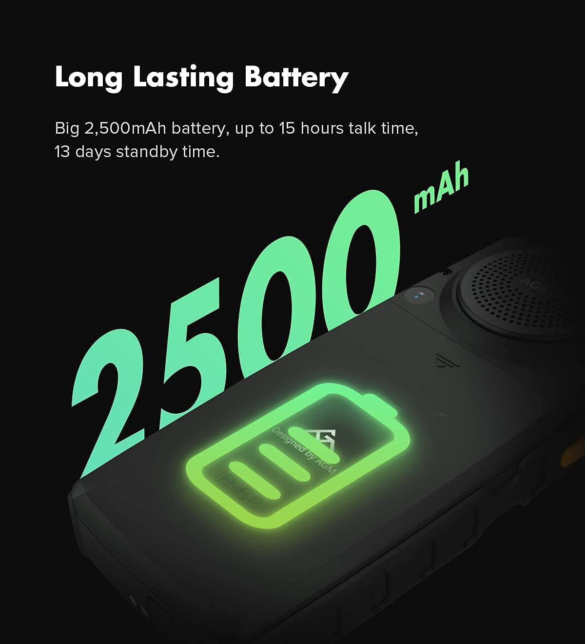 AGM M7 Cell Phone Unlocked Rugged Phone IP68 Waterproof Outdoor Phone, 2500mAh Battery 4G for Seniors Dual SIM Biggest Speaker 2.4" Touch Screen 1GB+8GB Facebook/Skype/TikTok