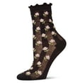 thumbnail image 2 of MeMoi Women's "Ditsy Floral" Cotton-Rich Mini-Net Ruffle-Edge Ankle Sock - Womens - Female, 9-11, Mauve, 2 of 6