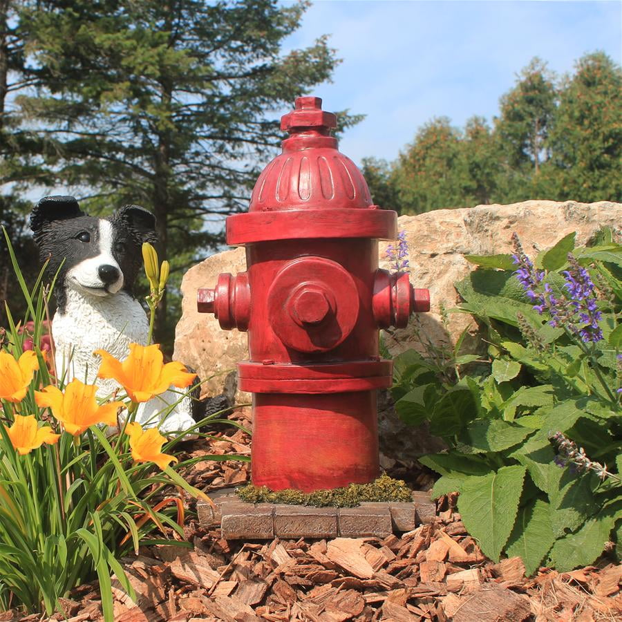 Medium Full Color Design Toscano FU68858 Fire Hydrant Statue Puppy Pee Post and Pet Storage Container 