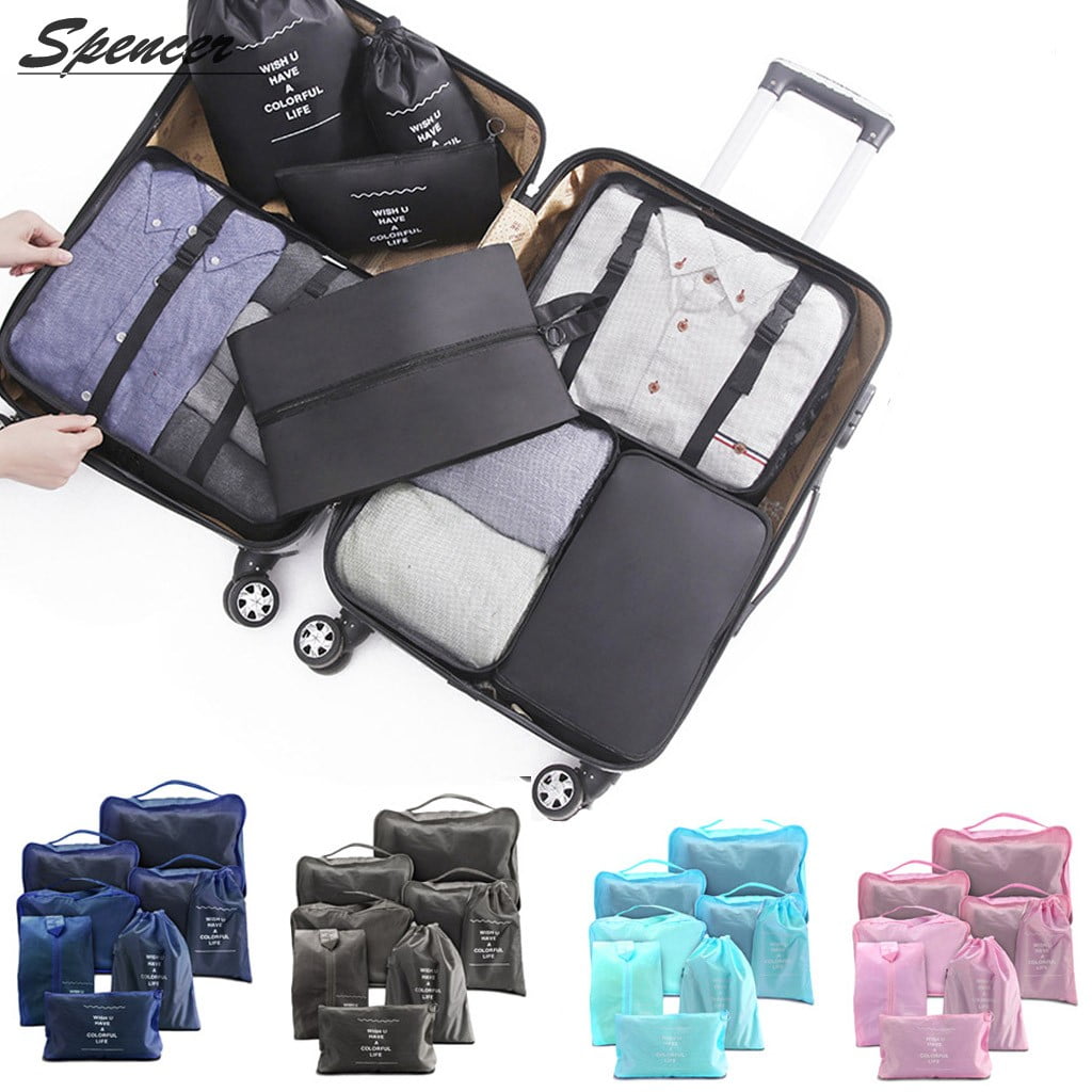 Travel Packing Cubes for Suitcase 9 PCS Travel Essential Organizer Set Foldable Luggage Bags Lightweight Travel Storage Pouch with Cable Storage Bag Black 