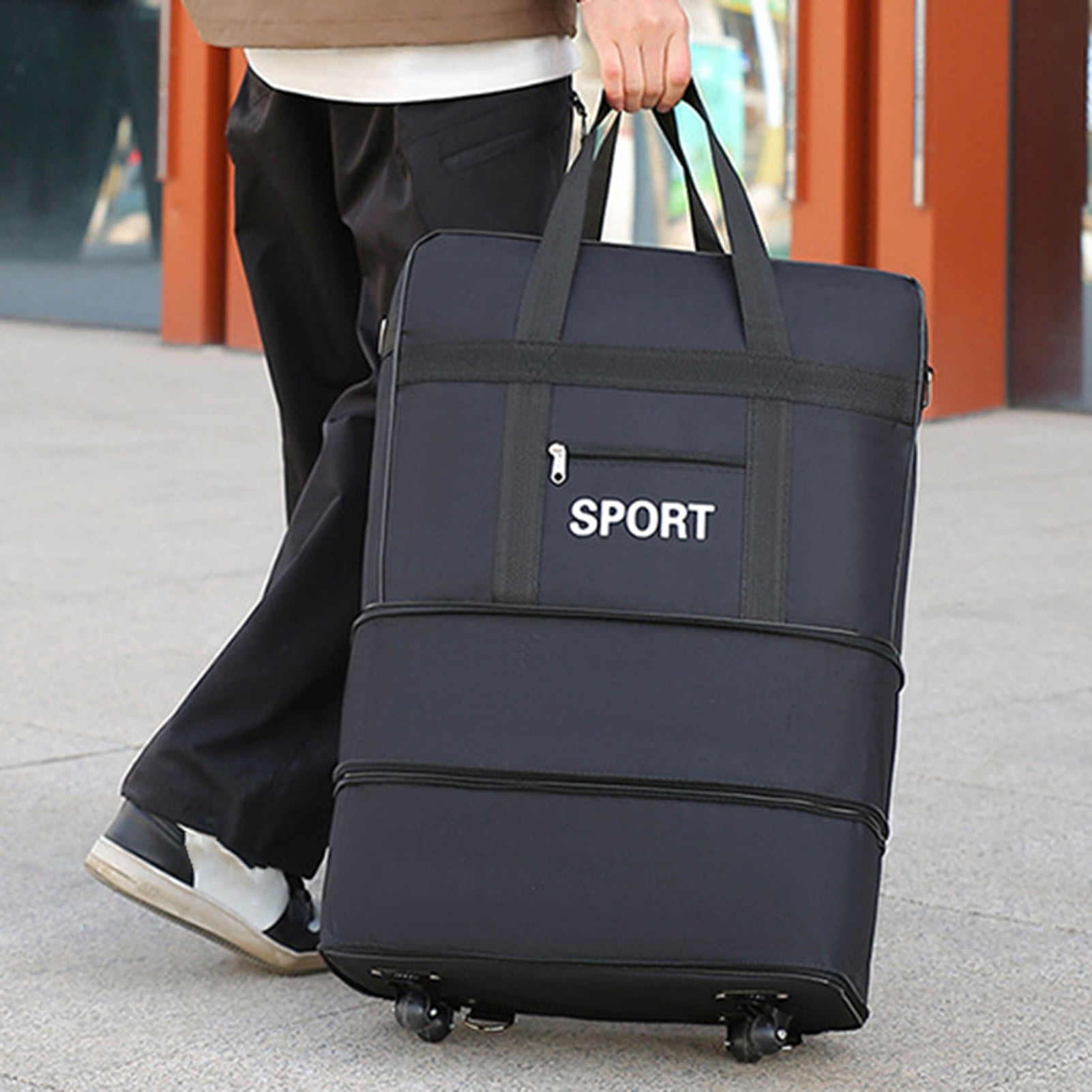 Eoperou Travel Luggage Bag - Multiple Compartments Large Capacity, Waterproof Tear-Resistant Duffel with Wheels