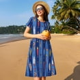 thumbnail image 4 of Defioc Cute Fish Pattern Womens Summer Dresses Short Sleeve Sundress 2025 Beach Vacation Dresses with Pockets -Medium, 4 of 6