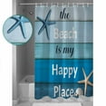 thumbnail image 4 of The Beach Is My Happy Place Shower Curtain, 36" x 72", Starfish Shell Blue Wood Grain Waterproof Bathroom Curtain Washable Shower Curtain Set with 12 Hooks, 4 of 6