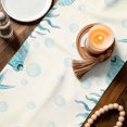 thumbnail image 3 of Teal Sea Turtle Table Runner 36 Inches, Summer Coastal Coral Ocean Linen Texture Bed Runner Dresser Scarves Tabletop for Indoor Outdoor Parties/Ceremony/Banquet, 13"x 36", 3 of 9