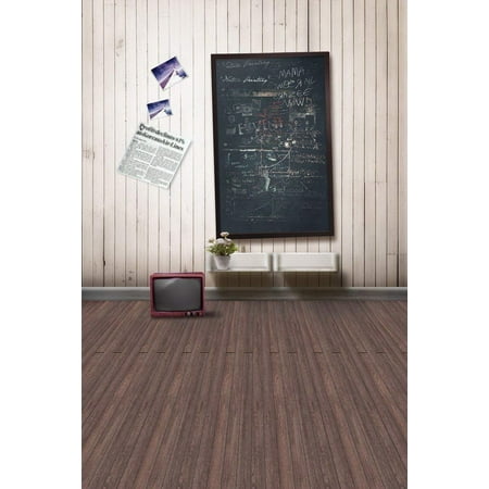 Image of ABPHOTO Polyester Kids Room Chalkboard TV Wall Wooden Floor Studio Photography Backdrops Props 5x7ft