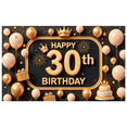 thumbnail image 3 of Yatrandify Golden Theme Birthday Party Banner Gold Balloons Happy Birthday Cake for Milestone Celebration Adult Party Indoor Decoration, 3 of 6