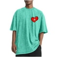 thumbnail image 3 of RKSTN Valentine's Day T Shirts for Man Oversized Crewneck Cotton Valentine Print Short Sleeves Shirts Tops Mens Casual Round Neck Sports Washed Distressed T-Shirts Loose Fits Comfy Soft Tee Shirts, 3 of 6
