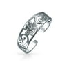 Flowers Vine Swirl Cut Out Filigree Midi Band Toe Ring Silver Sterling