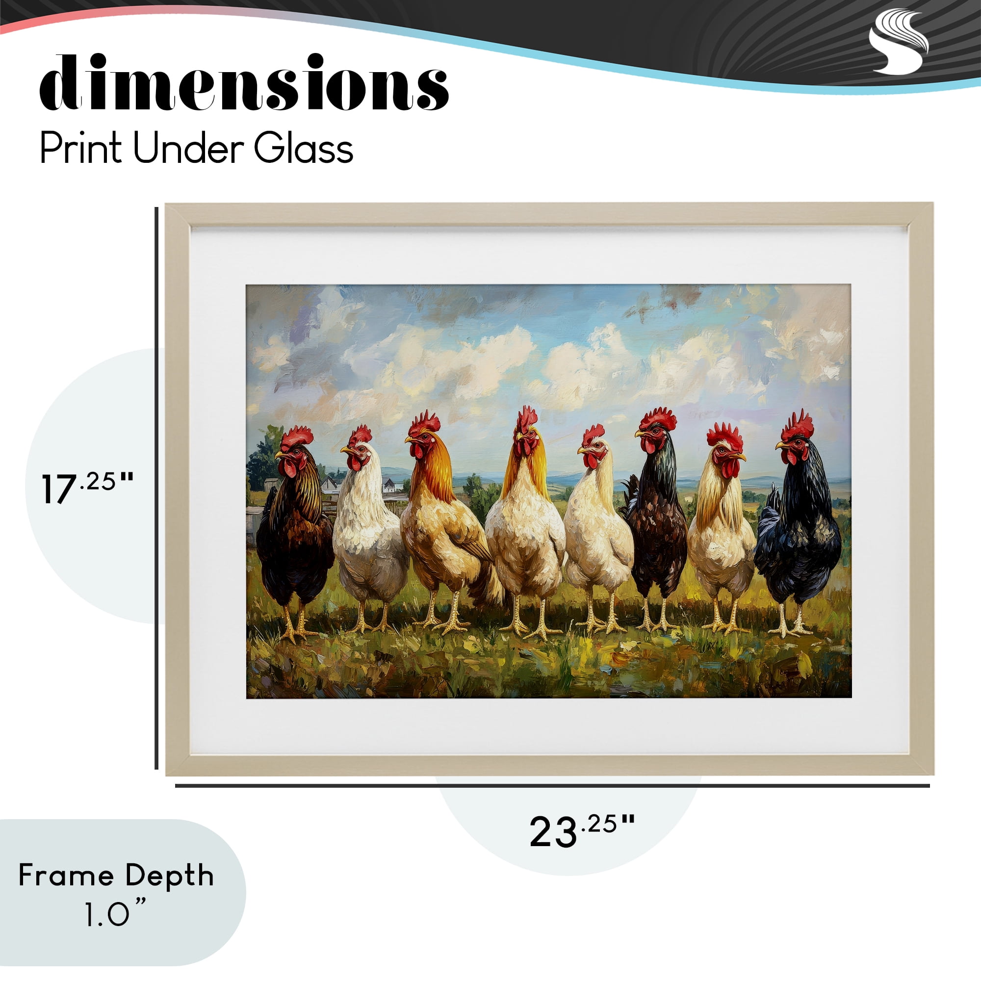 Stupell Industries Chicken Brood on Horizon Birch Framed Print Under Glass, design by Petal Prints Design