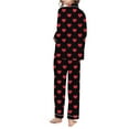 thumbnail image 4 of Winter Pajamas For Women Set Casual Cozy Loose Cardigan Heart Print Collar Long Sleeve Button Up Sleepwear Soft 2 Piece Outfits Loungewear Sets Black L, 4 of 5